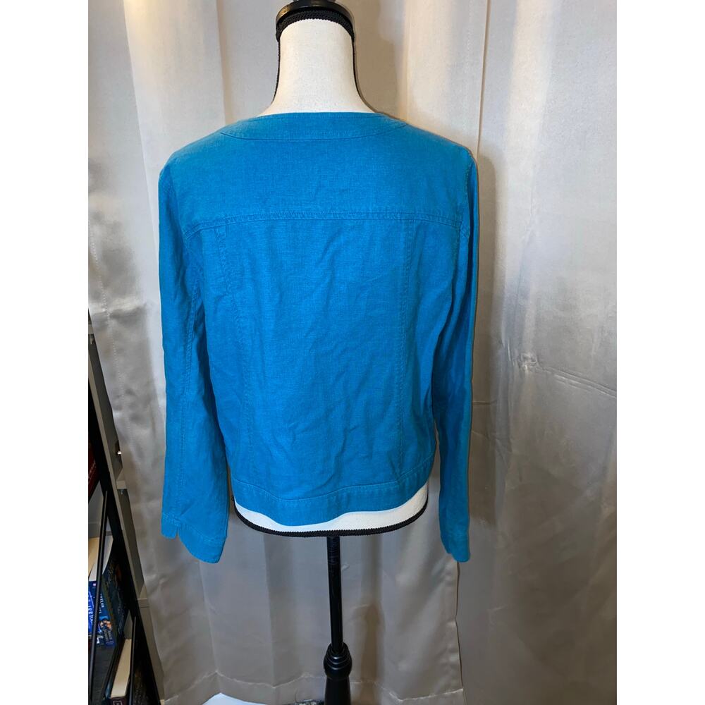 Pendleton Teal Linen Blend Lightweight Button Fro… - image 5